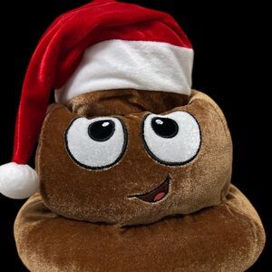 Santa Emoji Poop Swirl Plush Emoticon Emoji Hat, Christmas Edition X'Mas Hat 12"
